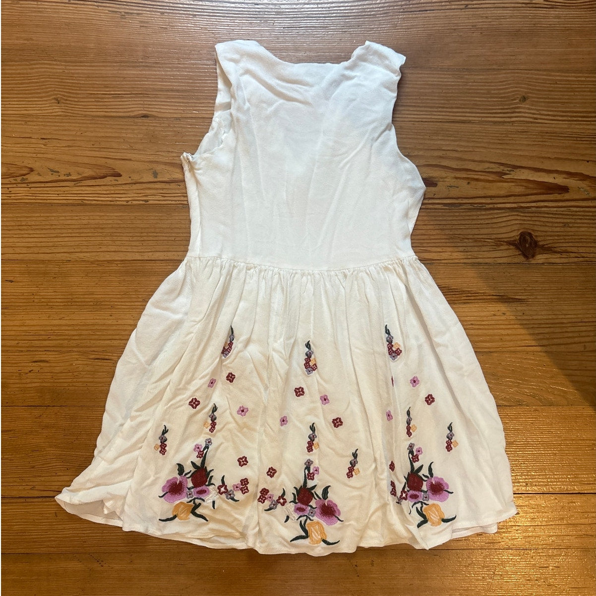 Altar'd State white sleeveless floral fit flare embroidered mini dress SIZE M