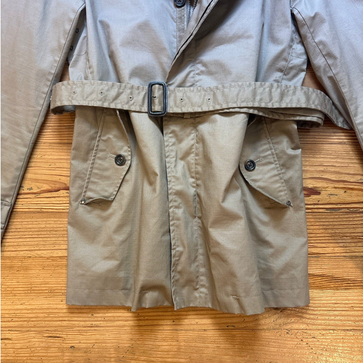 Coated Cloth tan womens belted trench coat SIZE M