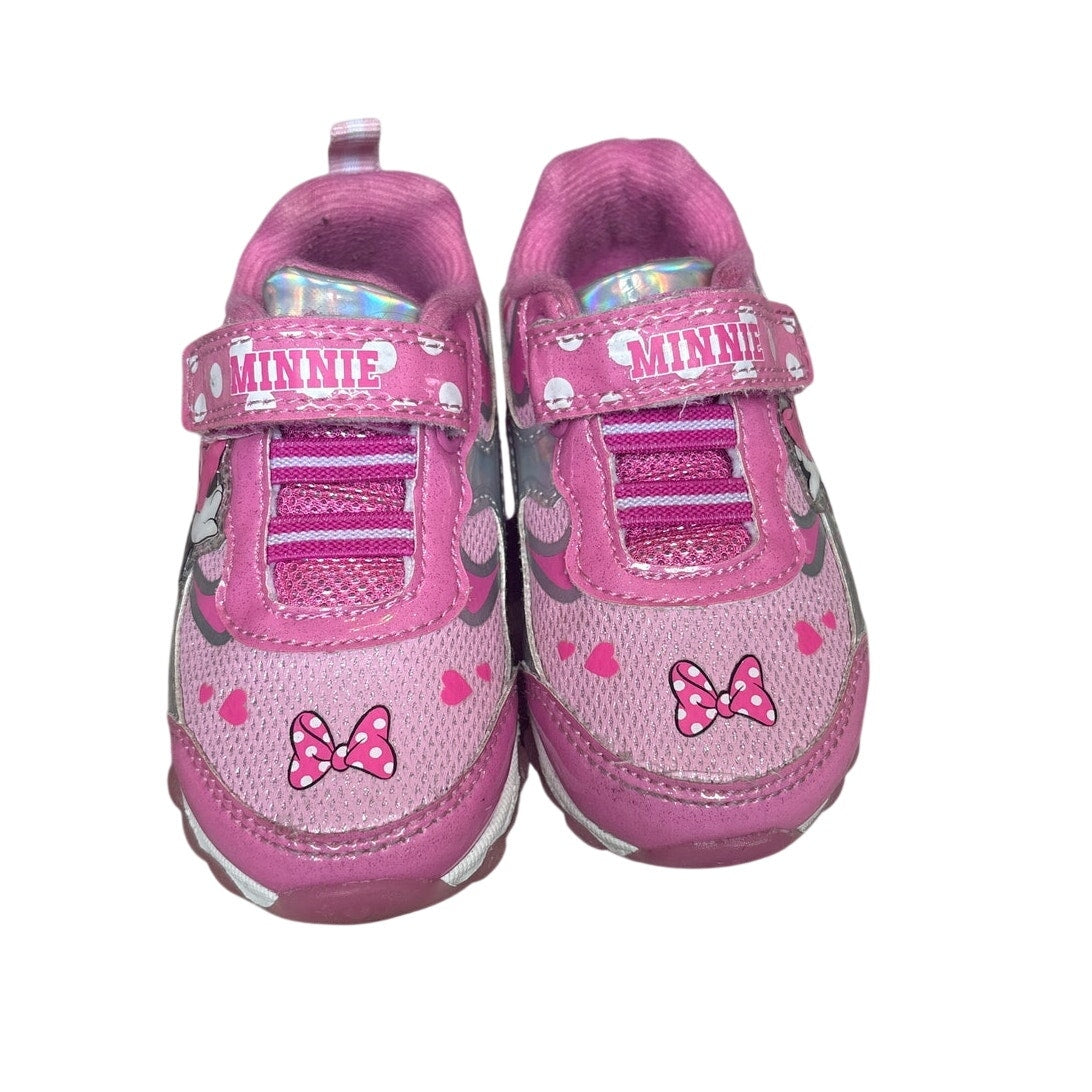 Disney Minnie Mouse pink light up easy on sneakers SIZE 6