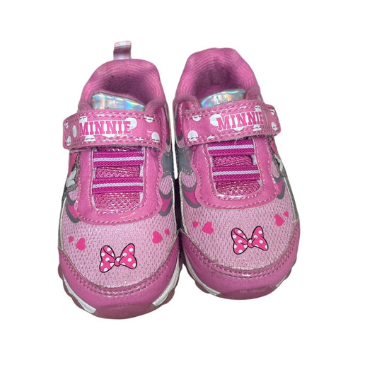 Disney Minnie Mouse pink light up easy on sneakers SIZE 6