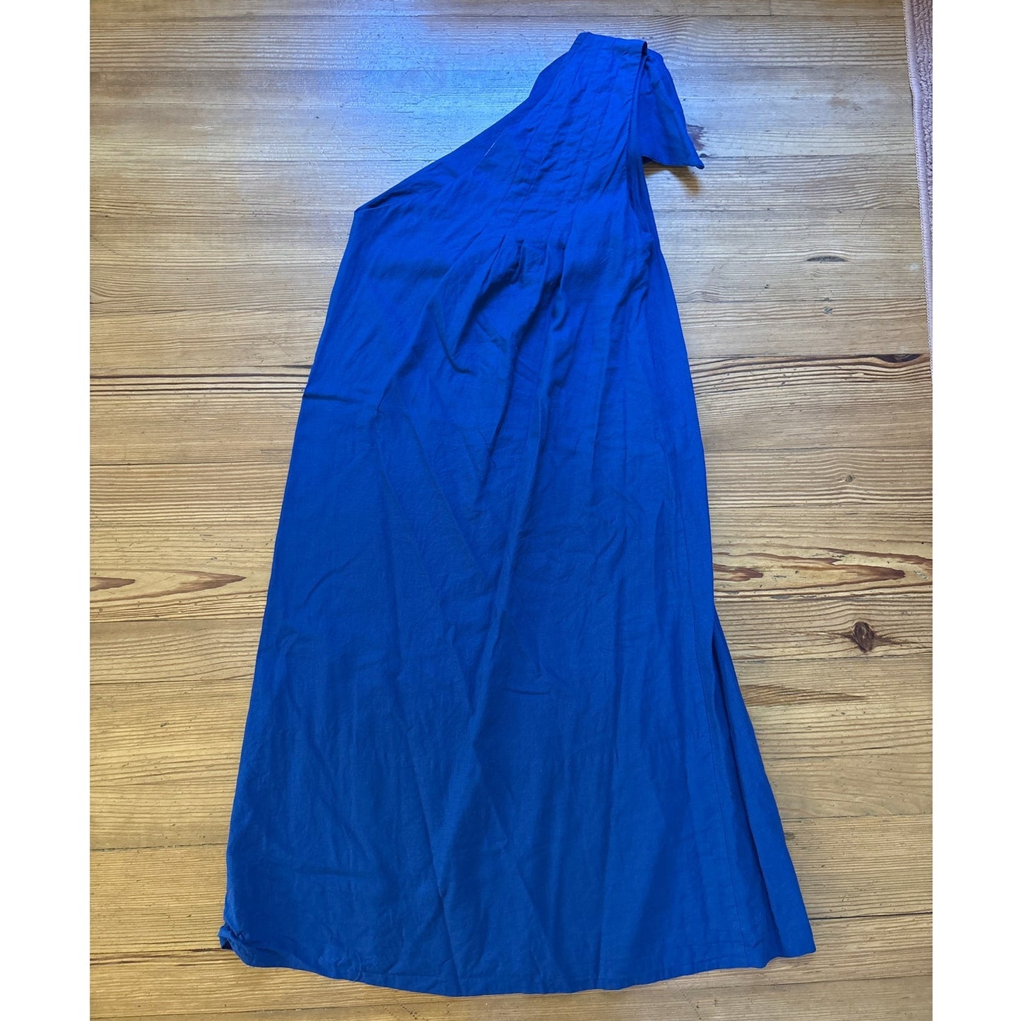 FARM Rio royal blue one shoulder linen blend midi dress SIZE M