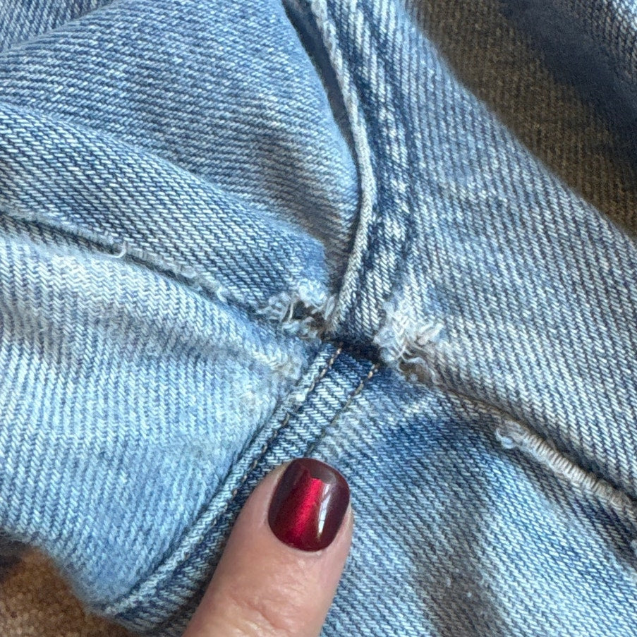 VTG Wrangler light wash carpenter cargo button fly jean pants SIZE LW27 L32