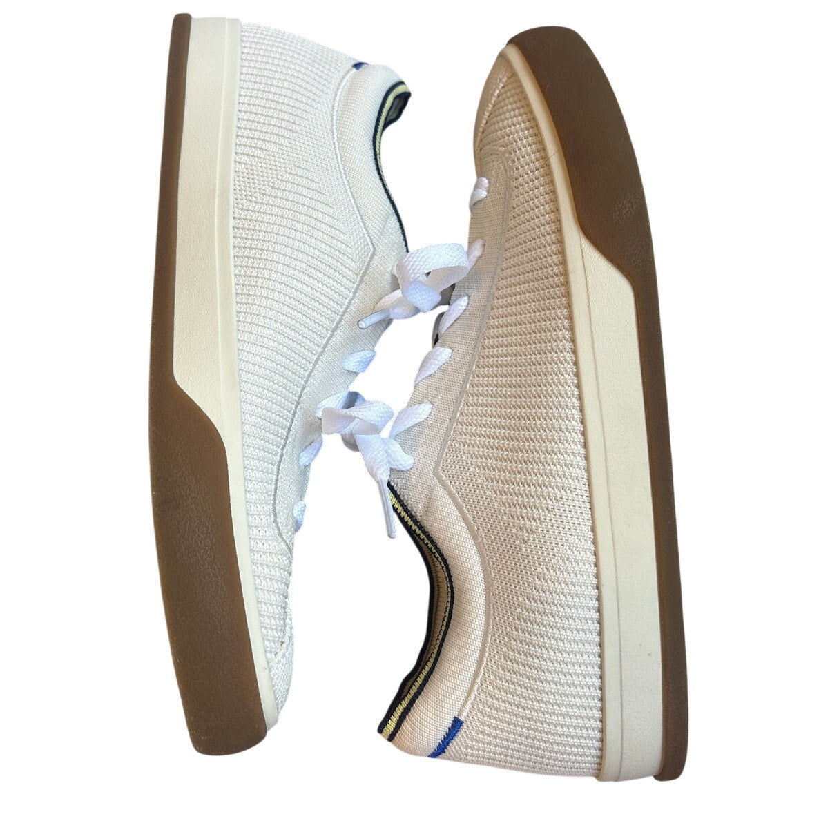 Rothy's The Lace Up white knit fabric womens low top sneakers SIZE 7