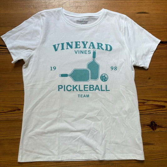 NWOT Vineyard Vines white pickleball graphic short sleeve shirt SIZE L