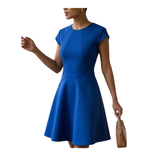 Ted Baker London royal blue fit flare cap sleeve scuba mini dress SIZE 6