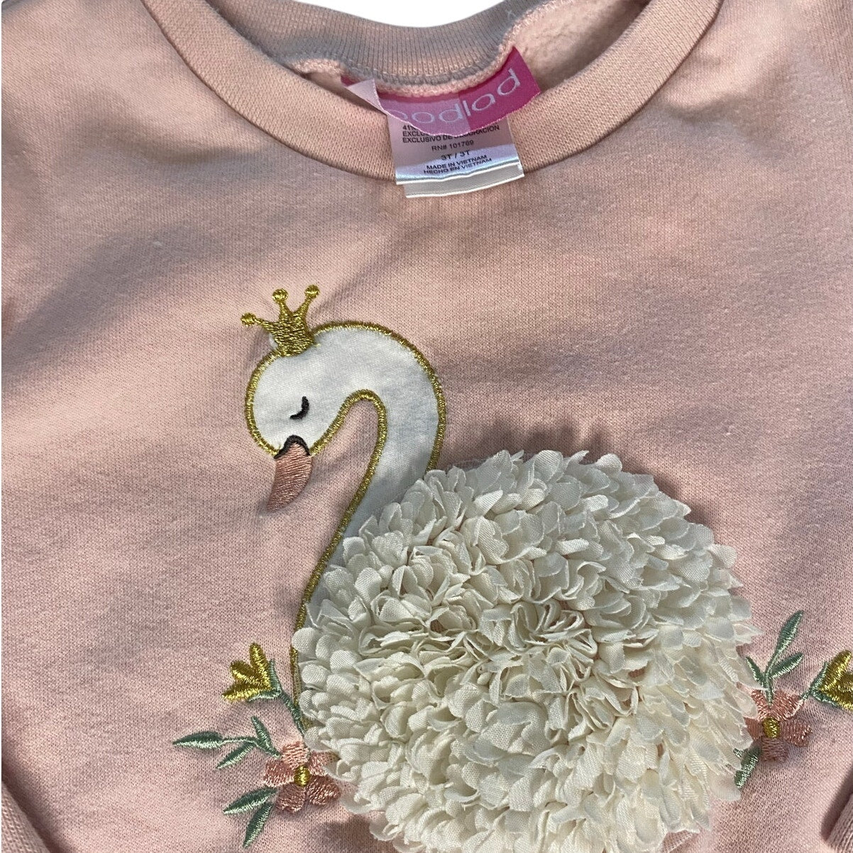 Goodlad light pink textured swan ruffle shoulder sweatshirt SIZE 3T