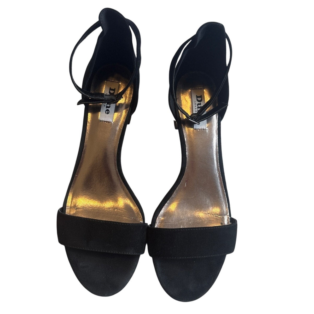 Dune London black suede jeweled heeled ankle strap sandals SIZE 8
