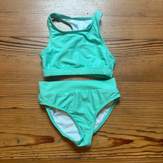 Infamous pastel green racer back girls swimsuit SIZE 4