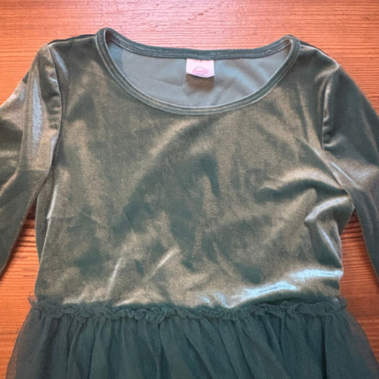 Wonder Nation green velvet long sleeve tulle bottom dress SIZE M