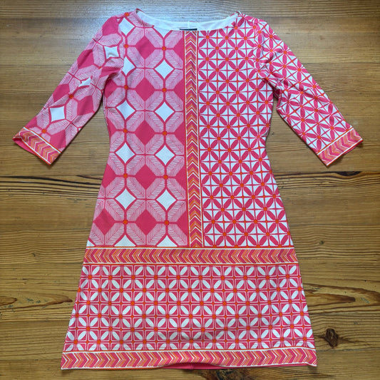Just... Taylor pink floral geometric quarter sleeve a line mini dress SIZE 8
