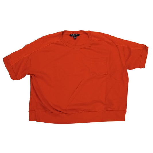 Ralph Lauren orange short sleeve perforated shoulder sport sweatshirt SIZE M