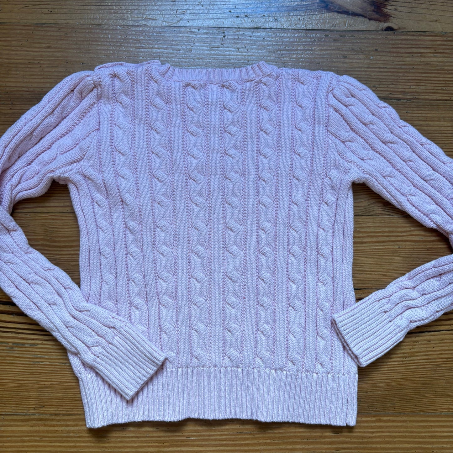 Polo Ralph Lauren light pink cable knit crew girls sweater SIZE 6