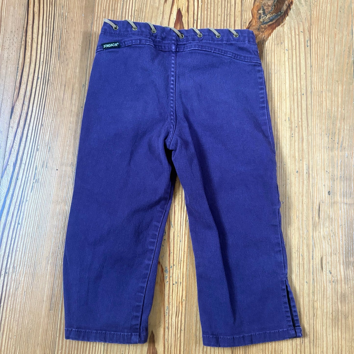 Jordache retro purple leather stitch trim wide leg cropped pant SIZE 8