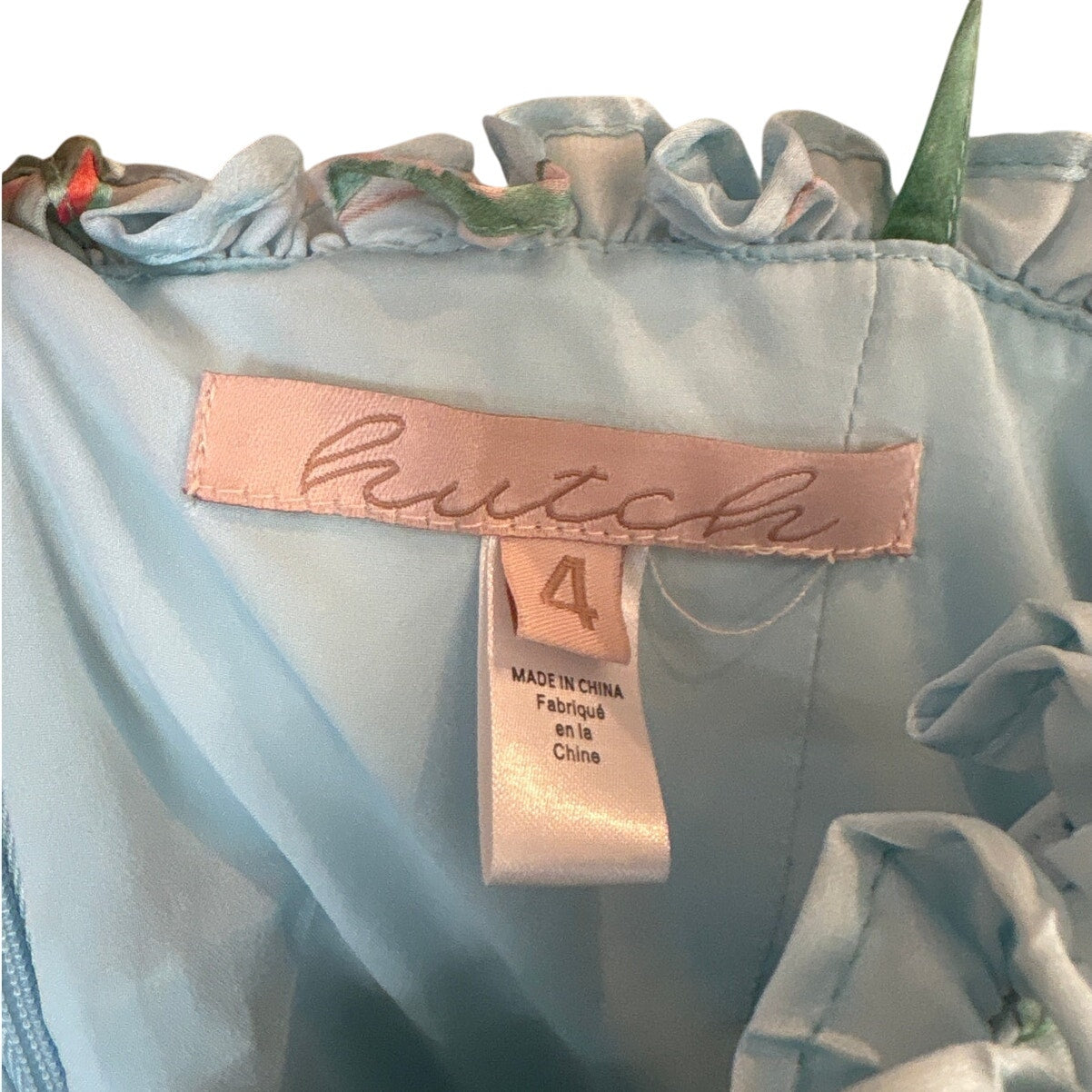 Anthropologie Hutch blue floral tropical resort ruched wide leg jumpsuit SIZE 4