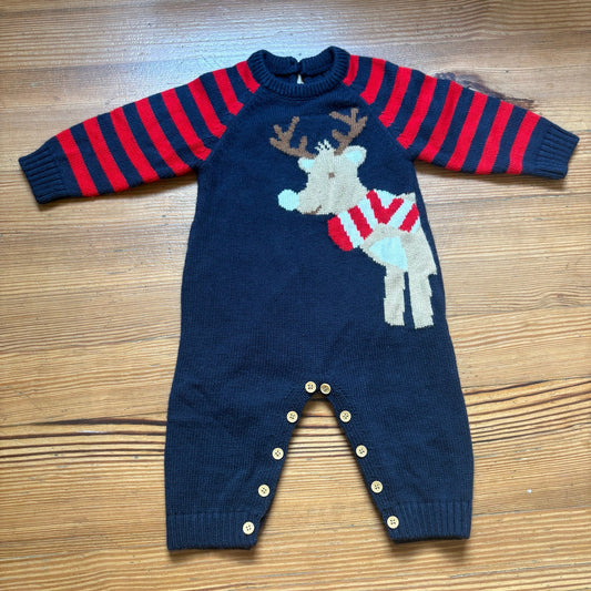 Janie and Jack knit Christmas reindeer long sleeve pant pajamas SIZE 24M