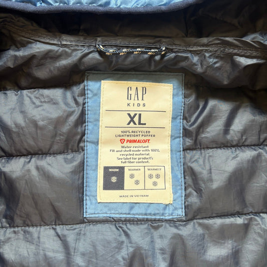 Gap blue ombre full zip hooded lightweight puffer coat SIZE XL