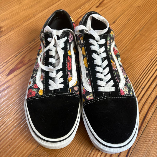 VANS Garden Floral black suede floral print low top lace sneakers SIZE W11, M9.5
