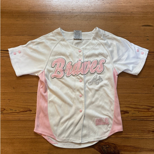 Genuine Merchandise Atlanta Braves white pink short sleeve youth jersey SIZE M