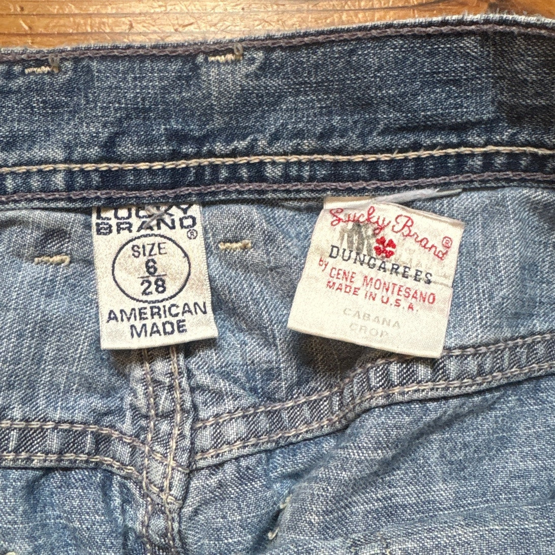 Y2K Lucky Brand Dungarees light wash straight leg cargo denim jeans SIZE 6