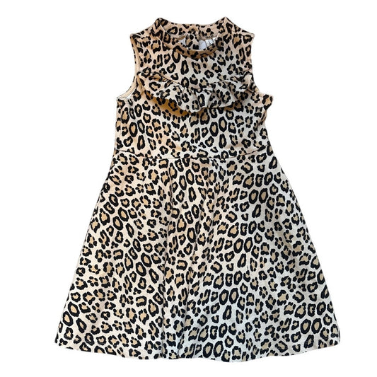 Janie and Jack brown leopard print sleeveless skater fit flare dress SIZE 6