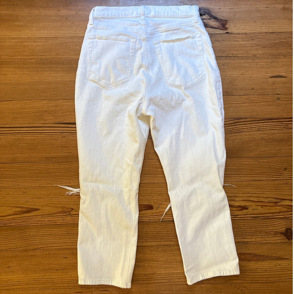 Abercrombie & Fitch white straight distressed high rise curve jeans SIZE 10S