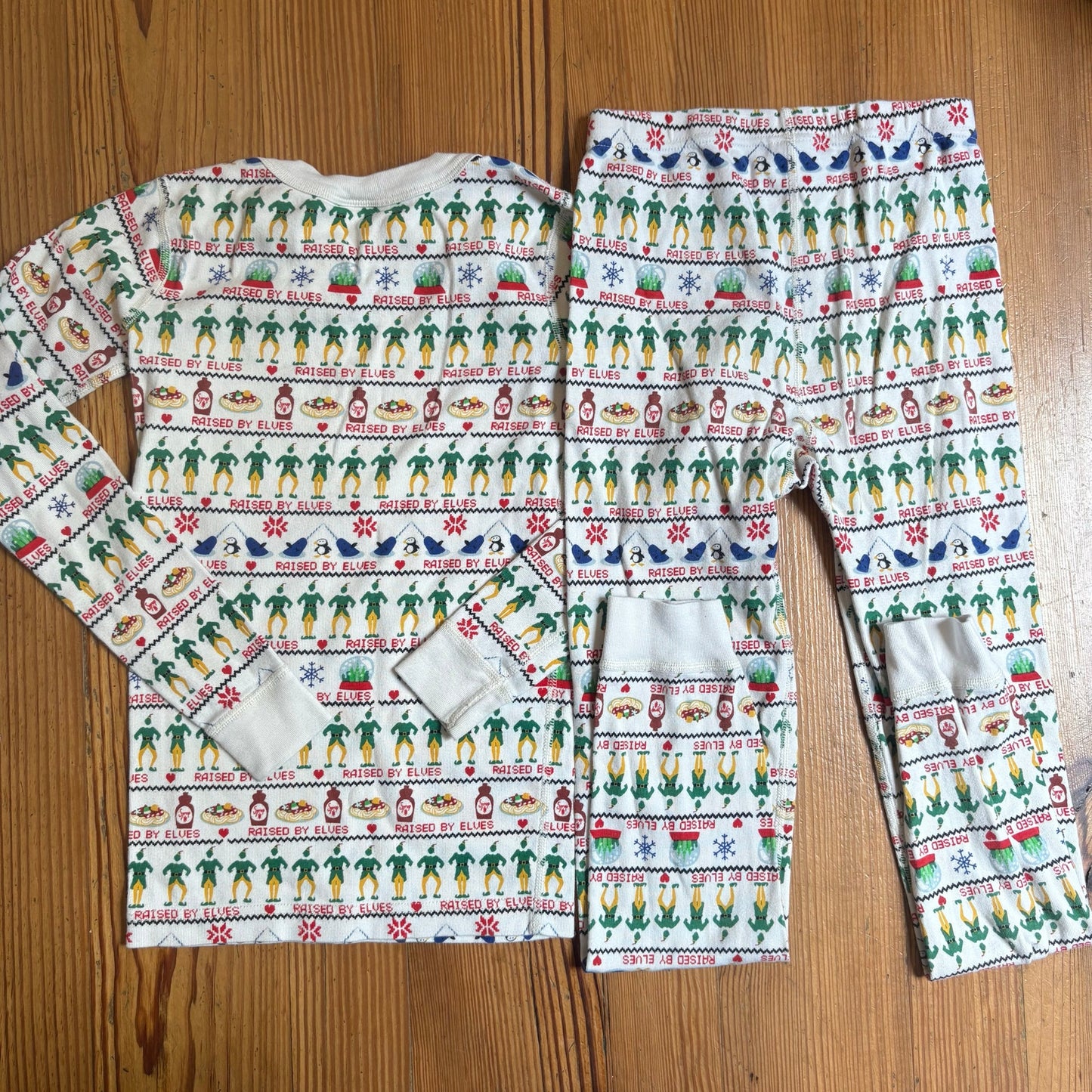 Hanna Andersson white Christmas Elf long sleeve pajama set SIZE 10