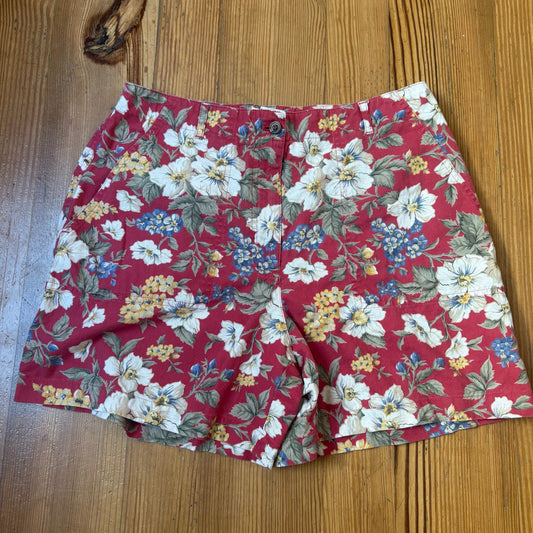 Jones New York 90s red floral linen blend shorts SIZE 12P