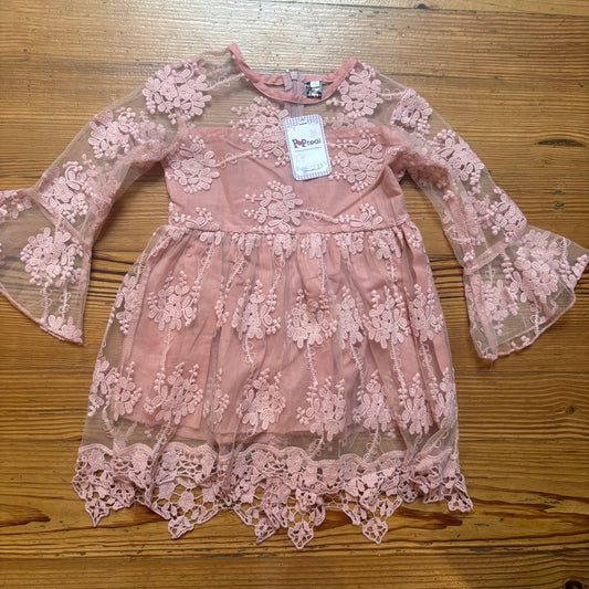NWT Popreal blush pink lace long sleeve toddler dress SIZE 3T