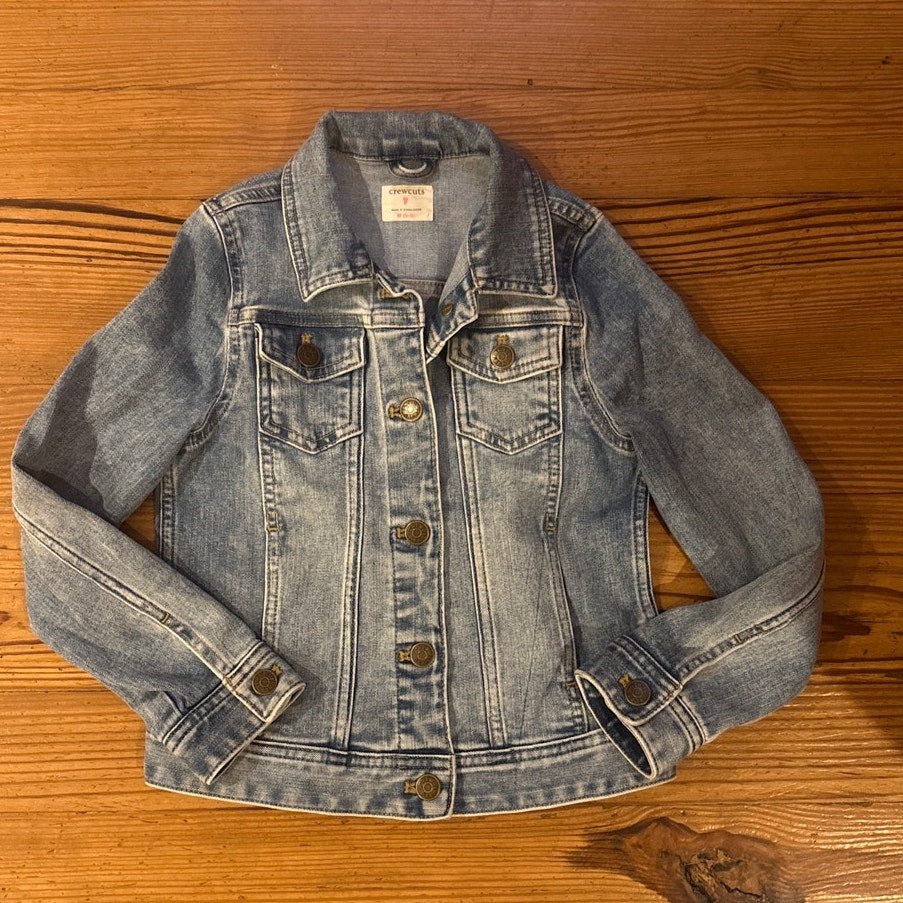 Crewcuts medium wash denim button girls jacket SIZE M