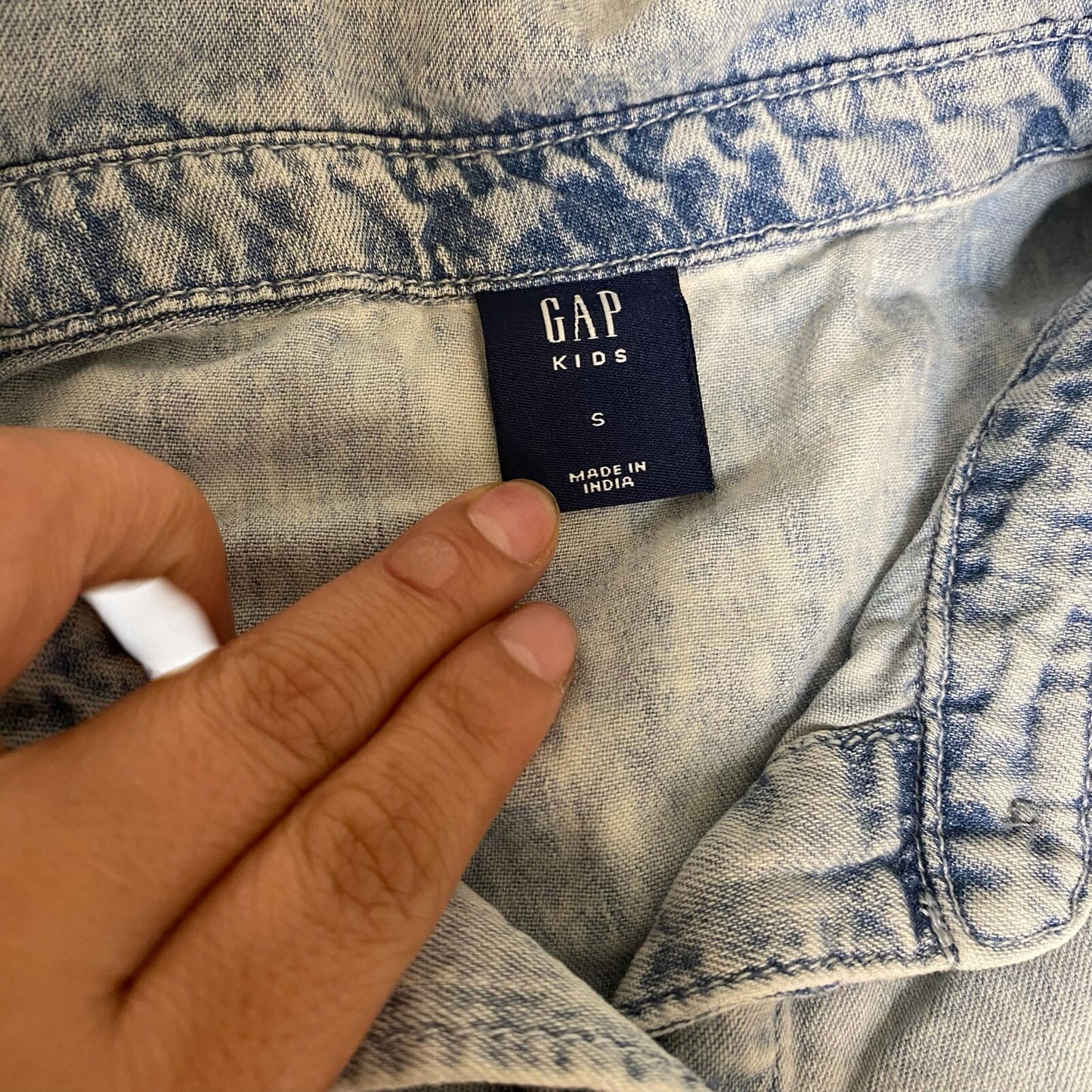 Gap light acid wash denim tiered short sleeve jean dress SIZE S