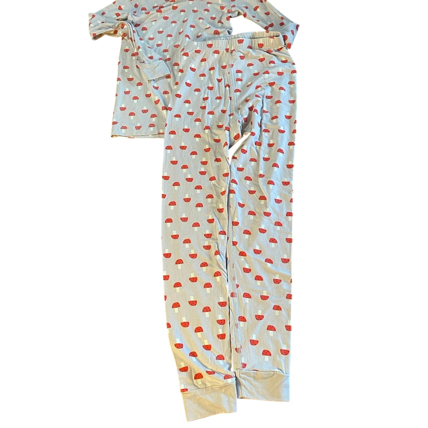 Hanna Andersson beige red mushroom long sleeve pant sleep set SIZE 8