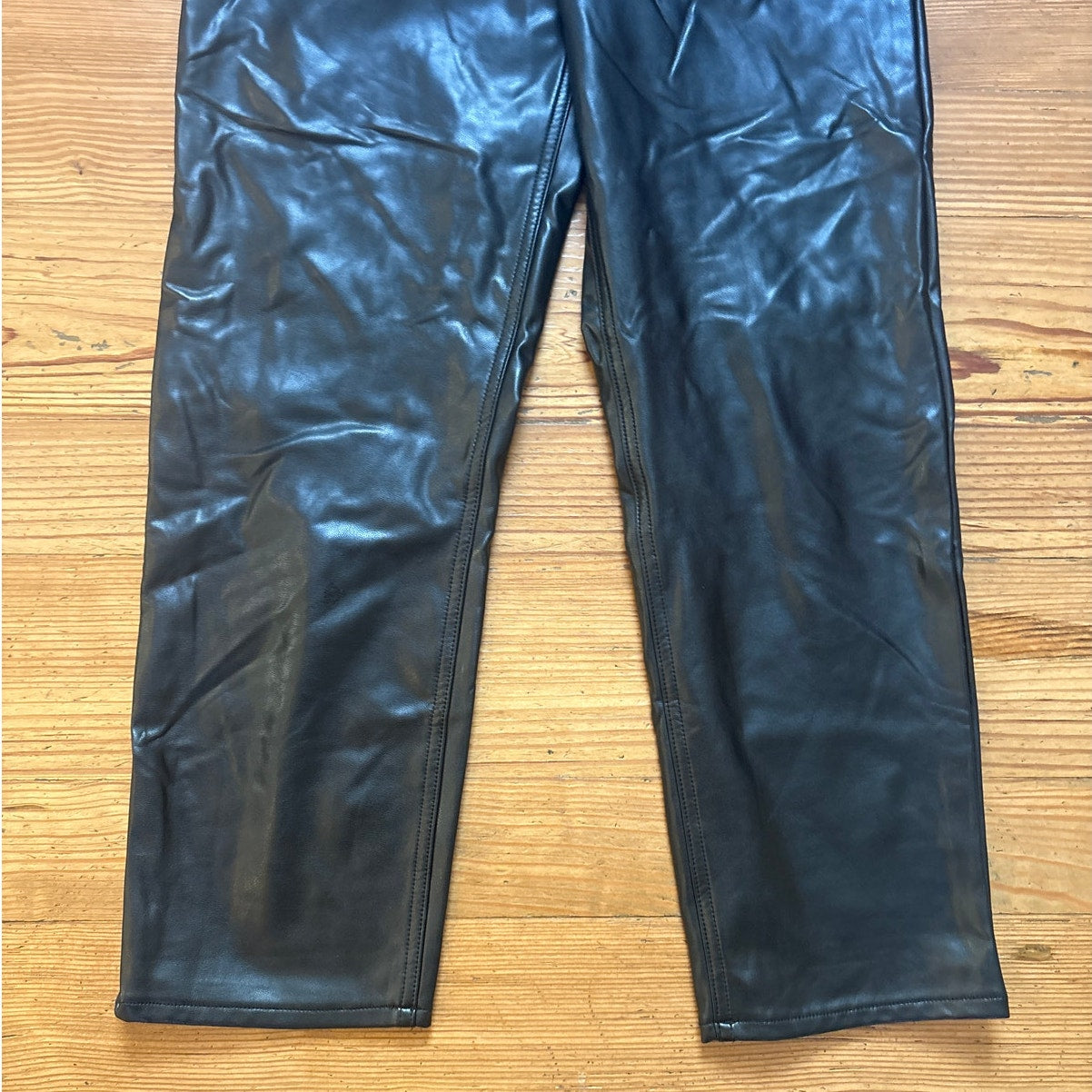 Abercrombie & Fitch black faux leather high rise straight leg pants SIZE 4