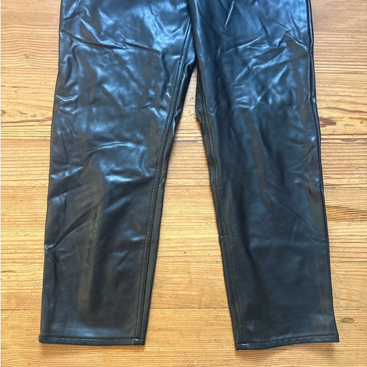 Abercrombie & Fitch black faux leather high rise straight leg pants SIZE 4