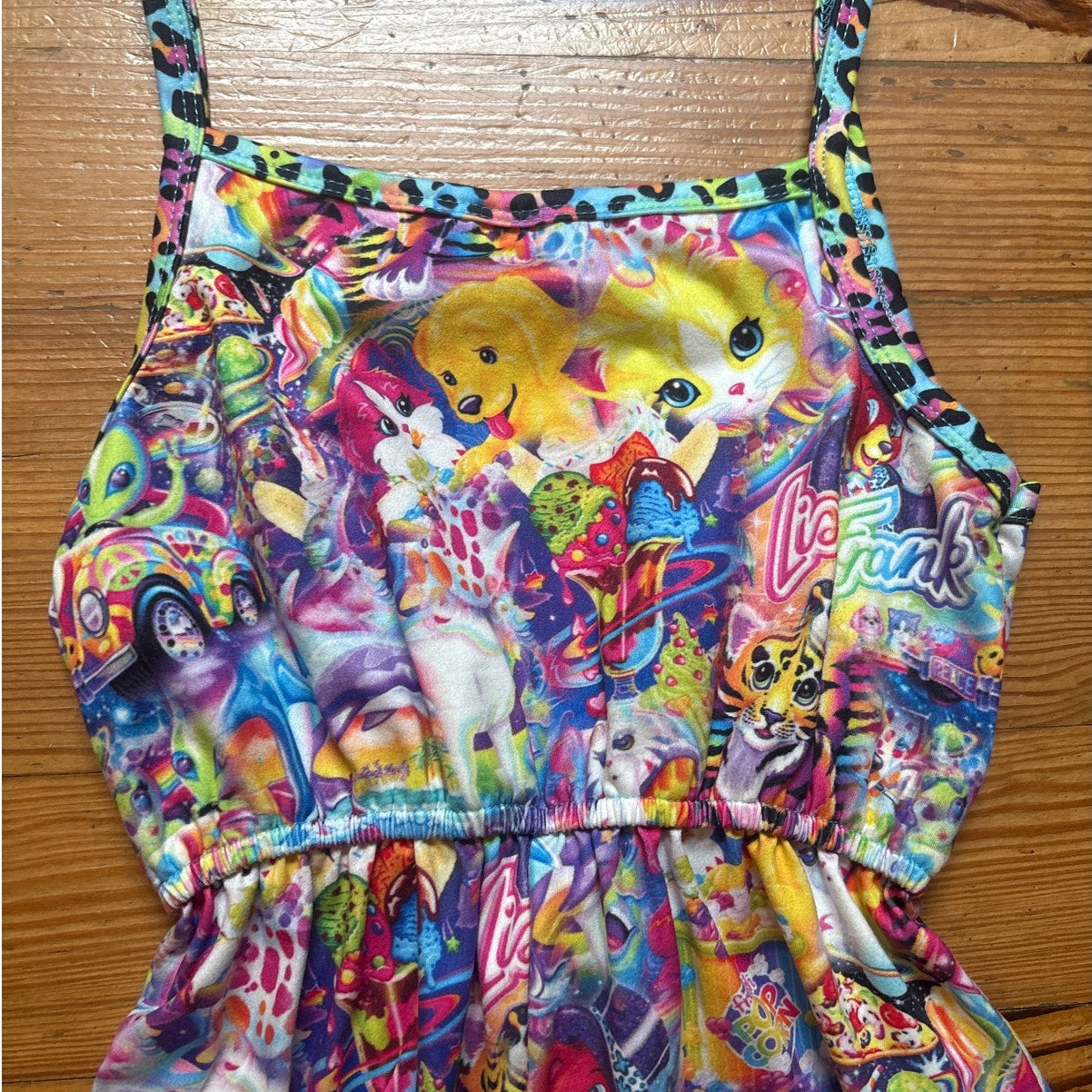 Lisa Frank colorful sleeveless flare ruffle bottom romper SIZE 7-8