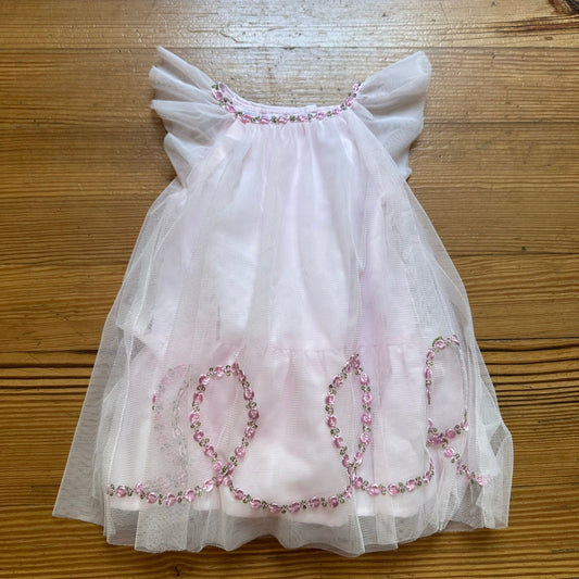 Baby Biscotti light pink tulle floral embroidered flutter sleeve dress SIZE 12M