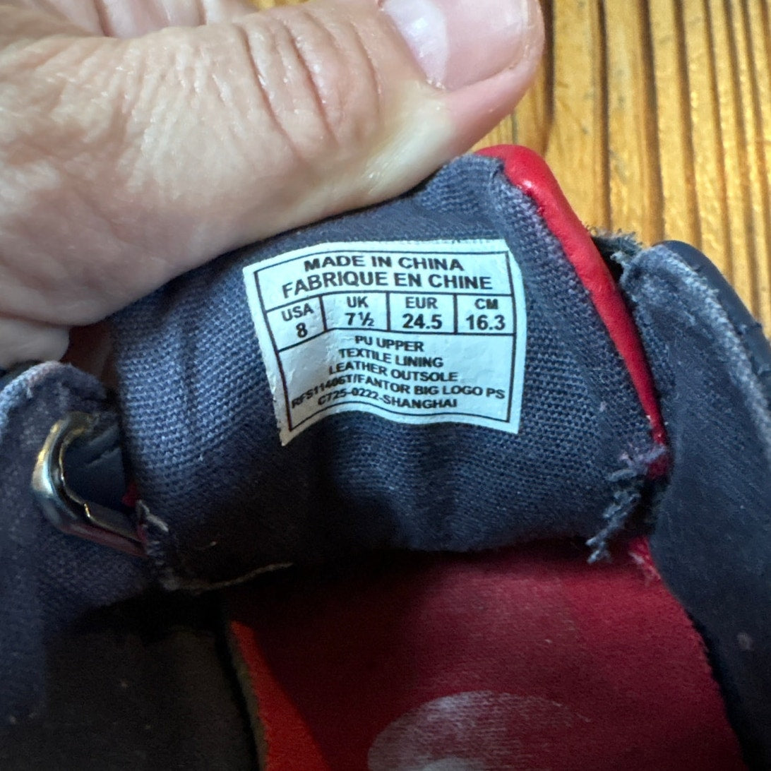 Polo Ralph Lauren blue leather elastic lace velkro toddler sneakers SIZE 8