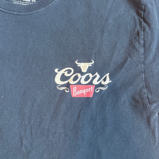 Coors Banquet Rodeo western black graphic short sleeve shirt SIZE M