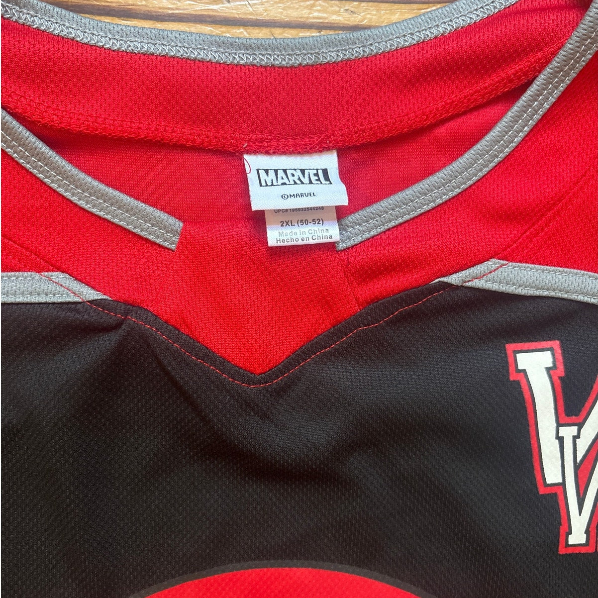 Marvel Deadpool graphic black red long sleeve jersey shirt SIZE 2XL