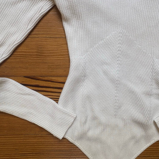 Abercrombie & Fitch white ribbed long sleeve scoop neck bodysuit SIZE S