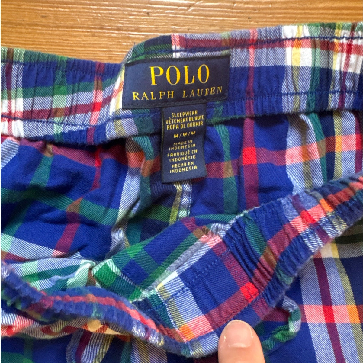 Polo Ralph Lauren blue red plaid elastic waistband mens pajama pants SIZE M