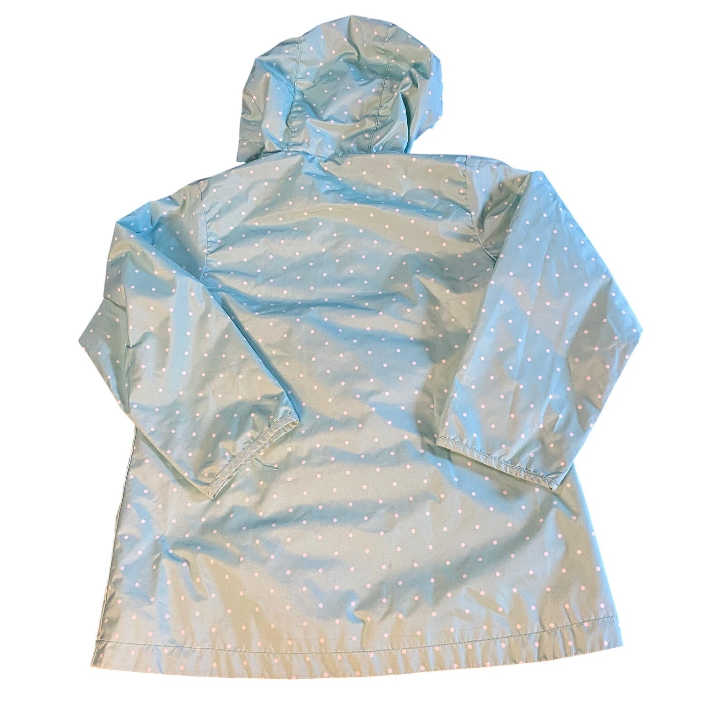 Carter's light blue white polka dot ca pocket full zip hooded rain coat SIZE M