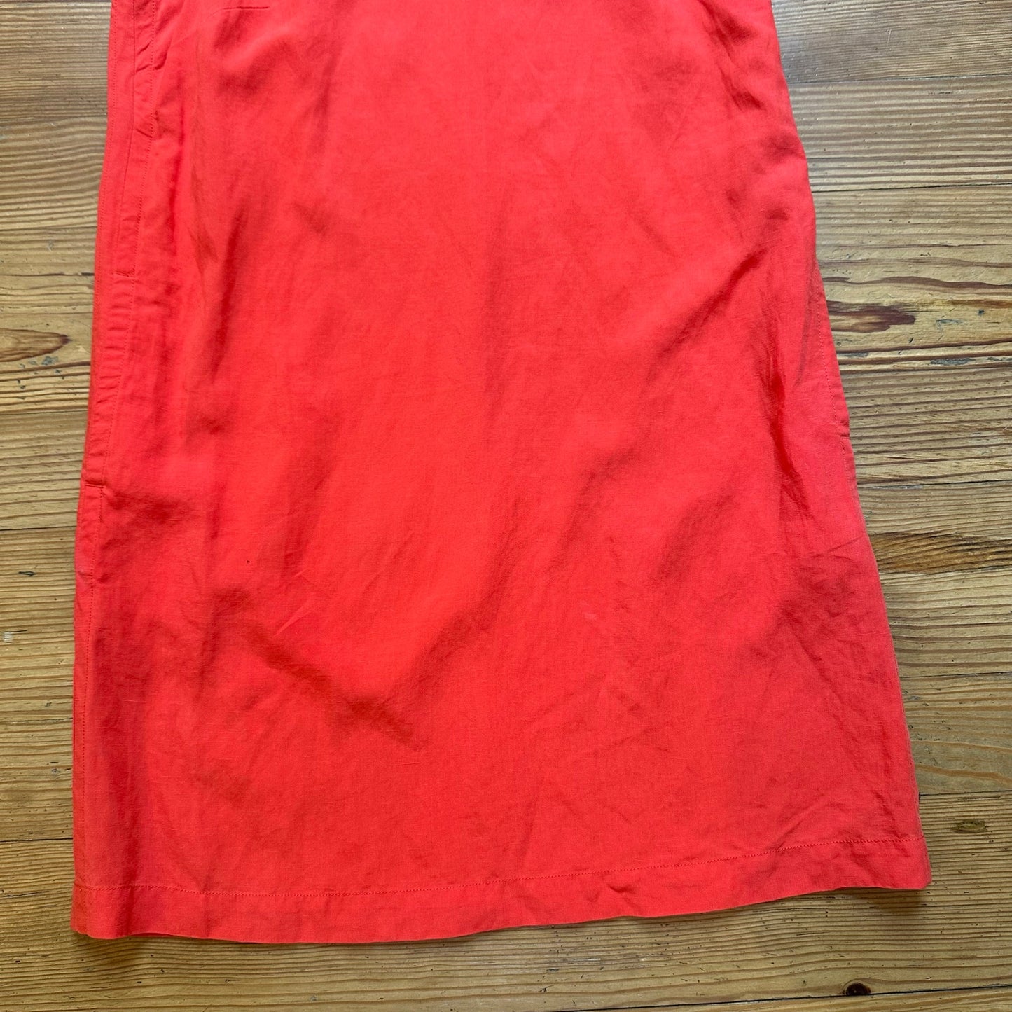 Lilla P red linen tencel overall midi dress SIZE M