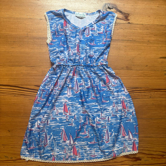 Sullivan Row blue sailboat nautical sleeveless girls dress SIZE 4