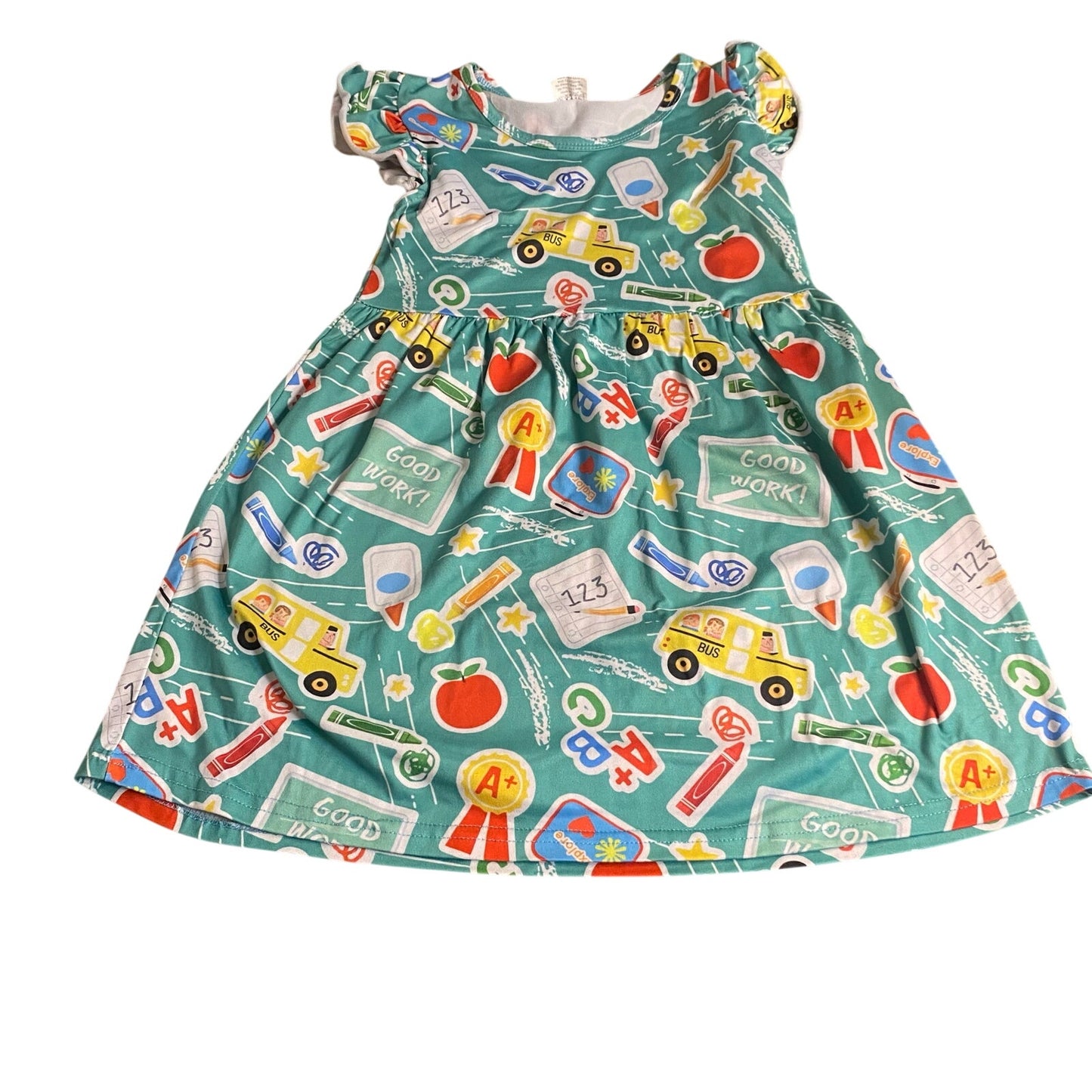 Boutique green back to school short sleeve fit flare dress SIZE 6