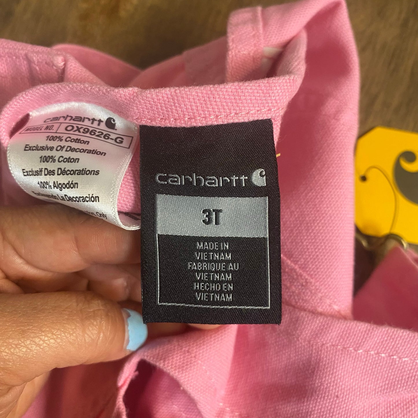 NWT Carhartt light pink adjustable strap girls overall pants SIZE 3T