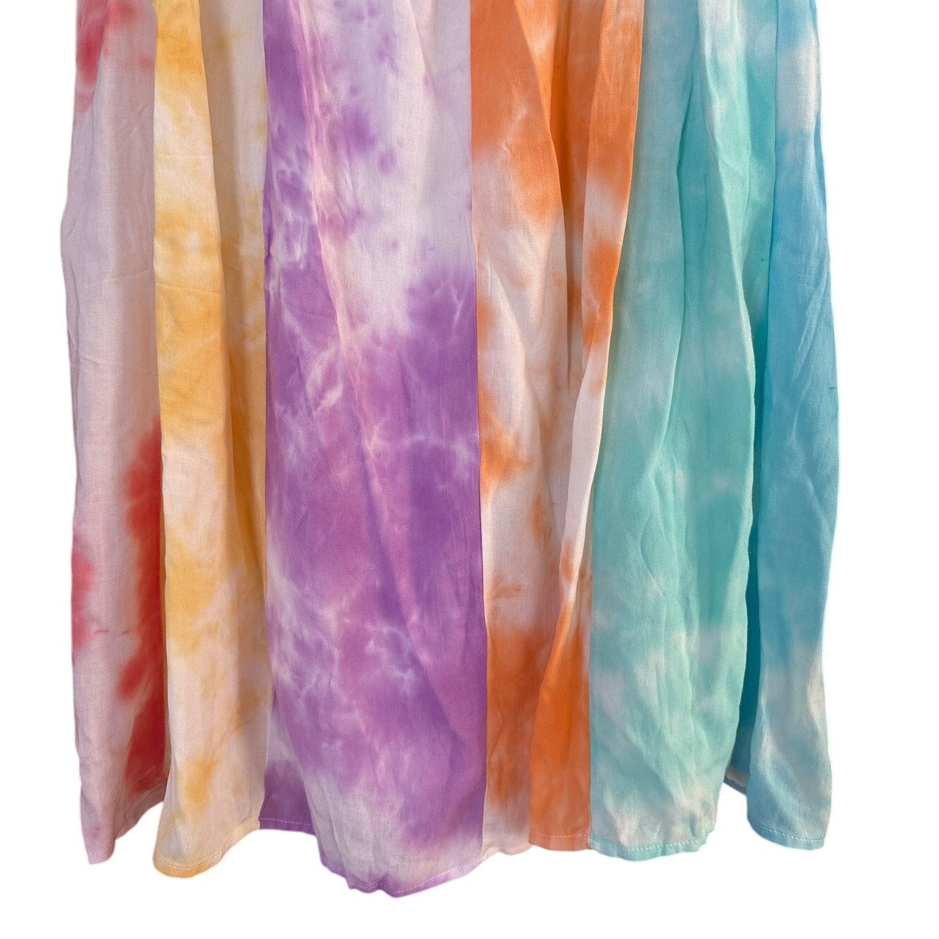 NWT Storia rainbow tie dyed color block spaghetti strap mini dress SIZE M