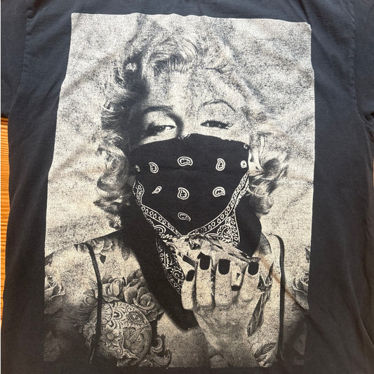 Popular Poison black Marilyn Monroe bandana graphic short sleeve shirt SIZE M