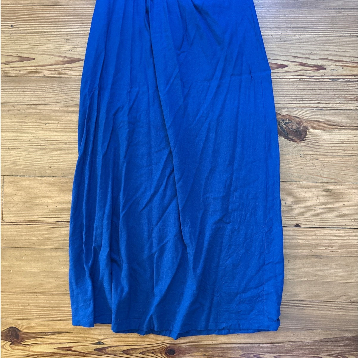 FARM Rio royal blue one shoulder linen blend midi dress SIZE M