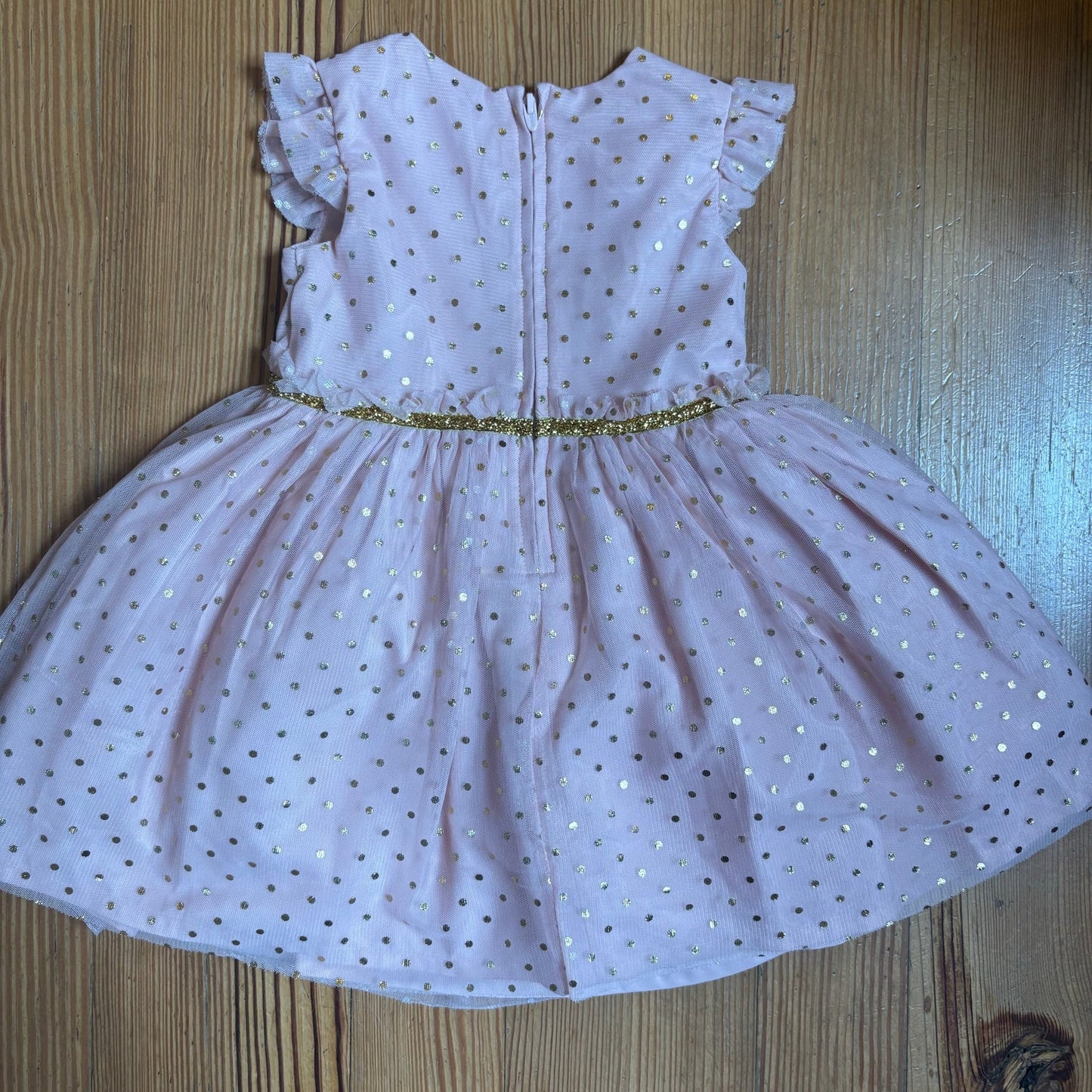 Carter's blush pink gold polka dot sleeveless tutu dress SIZE 18M