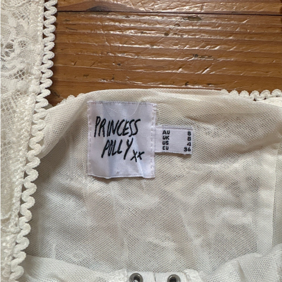 Princess Polly white lace corset clasp front tank top SIZE 4